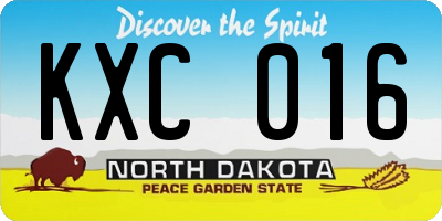 ND license plate KXC016