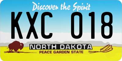 ND license plate KXC018