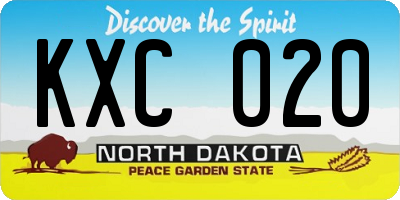 ND license plate KXC020