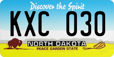 ND license plate KXC030