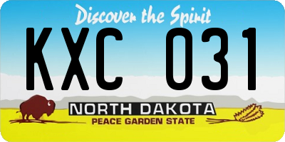 ND license plate KXC031