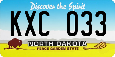 ND license plate KXC033