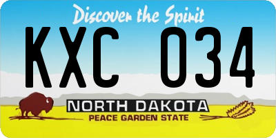 ND license plate KXC034