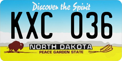 ND license plate KXC036