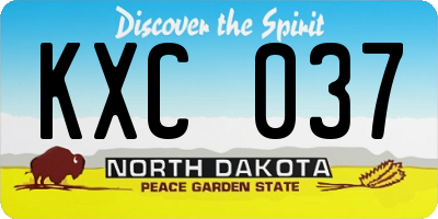 ND license plate KXC037