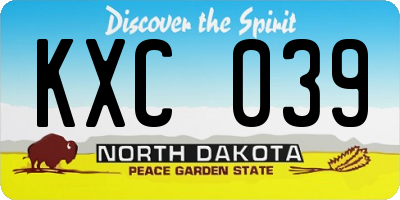 ND license plate KXC039