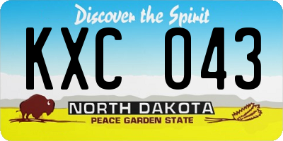 ND license plate KXC043