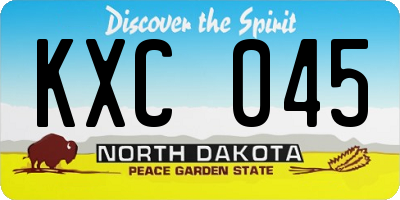ND license plate KXC045
