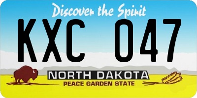 ND license plate KXC047