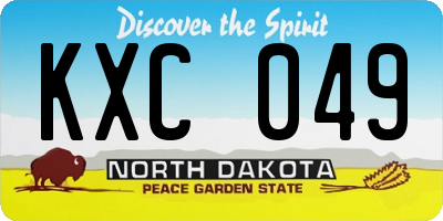 ND license plate KXC049