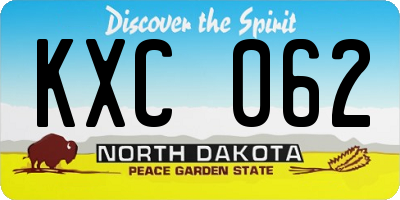 ND license plate KXC062