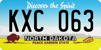 ND license plate KXC063