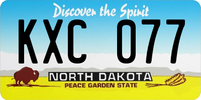 ND license plate KXC077