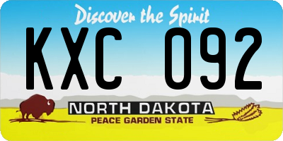 ND license plate KXC092