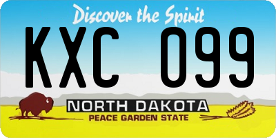 ND license plate KXC099