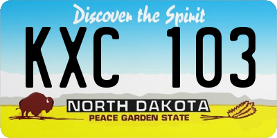 ND license plate KXC103