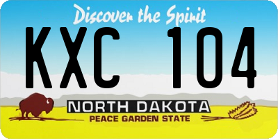 ND license plate KXC104