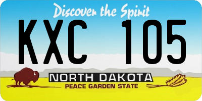 ND license plate KXC105