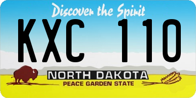ND license plate KXC110