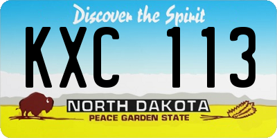 ND license plate KXC113