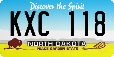 ND license plate KXC118
