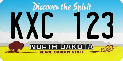 ND license plate KXC123