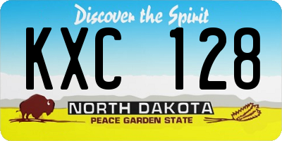 ND license plate KXC128