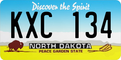 ND license plate KXC134