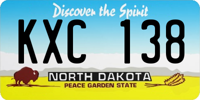 ND license plate KXC138