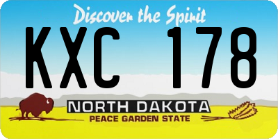ND license plate KXC178
