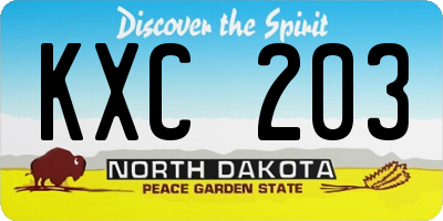 ND license plate KXC203