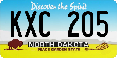 ND license plate KXC205