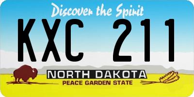 ND license plate KXC211