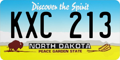 ND license plate KXC213