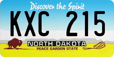 ND license plate KXC215
