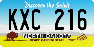 ND license plate KXC216