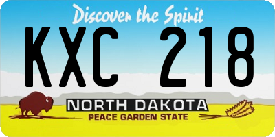 ND license plate KXC218