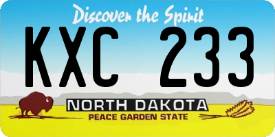 ND license plate KXC233