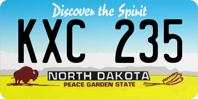 ND license plate KXC235