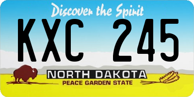 ND license plate KXC245