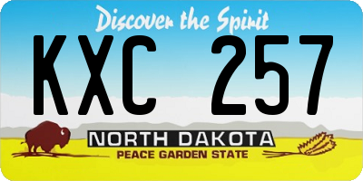ND license plate KXC257