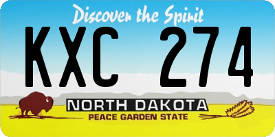 ND license plate KXC274