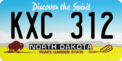 ND license plate KXC312