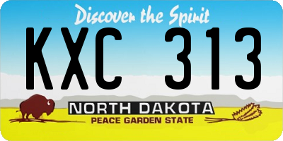ND license plate KXC313