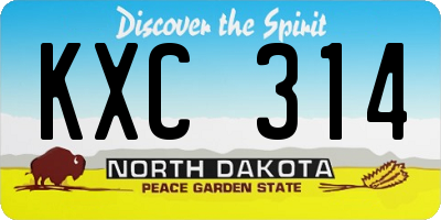 ND license plate KXC314