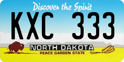 ND license plate KXC333