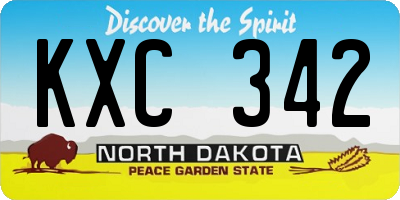 ND license plate KXC342
