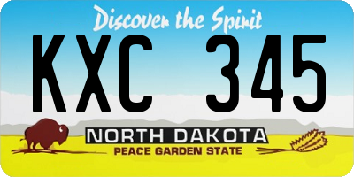 ND license plate KXC345
