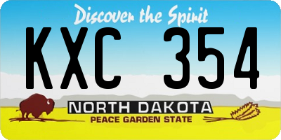 ND license plate KXC354