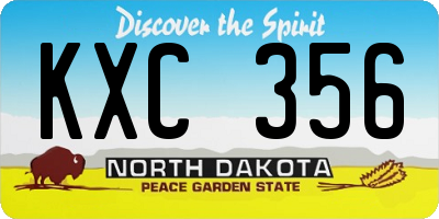 ND license plate KXC356